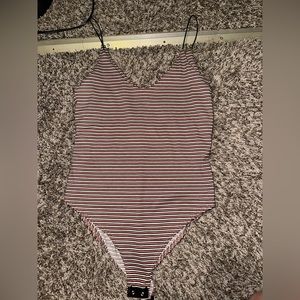 Orange & White striped Body Suit